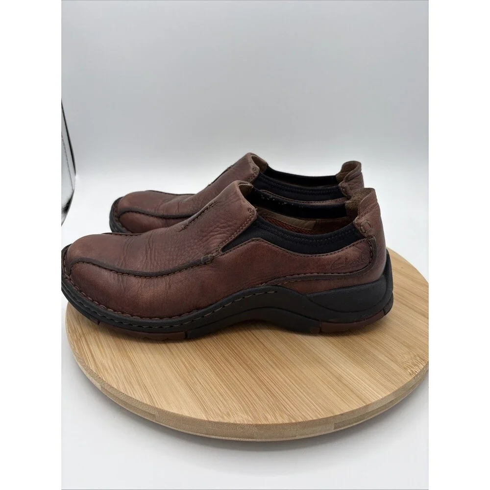 Clarks Pickett Mens 8M Brown Leather Casual Slip On Shoes 36596